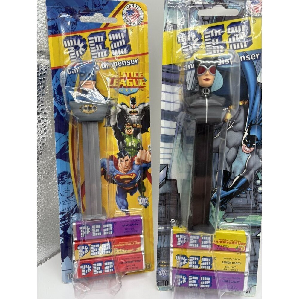 DC Comics Justice League Batman and Cat Woman PEZ Dispensers NIP